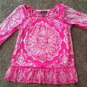 Gorgeous INC Pink and White design top with pink c